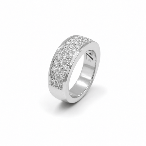 Bague 54 Bague jonc en or blanc 18 carats pavée de diamants 58 Facettes 1.0001143/1