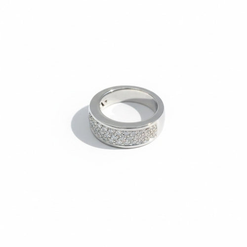 Bague 54 Bague jonc en or blanc 18 carats pavée de diamants 58 Facettes 1.0001143/1
