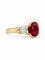 Bague 51 Solitaire - Bague en or jaune 18 carats, rubis de Siam et diamants 58 Facettes Srd