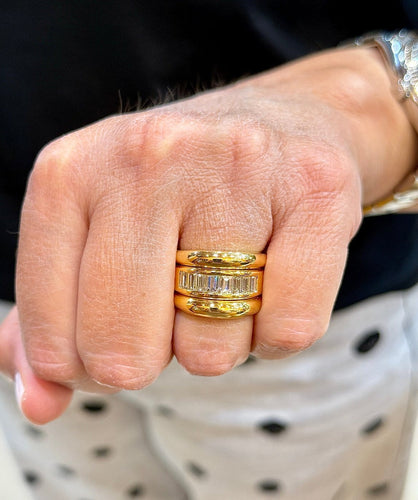 Bague 53 Bague en or jaune 18 carats sertie de diamants taille baguette 58 Facettes Cb