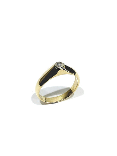 Bague 53 Bague dôme en or jaune 18 carats et diamant 58 Facettes id: 1752936