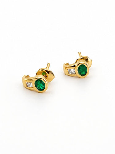 Boucles d'oreilles Boucles d'oreilles émeraudes et diamants en or jaune 18k 58 Facettes LP1884/SUNB