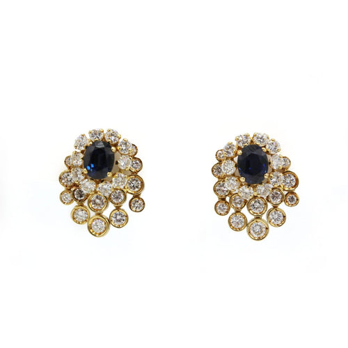 Boucles d'oreilles Boucles d'oreilles en or 750, diamants et saphirs 58 Facettes 1360