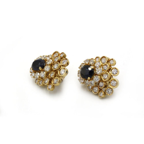 Boucles d'oreilles Boucles d'oreilles en or 750, diamants et saphirs 58 Facettes 1360