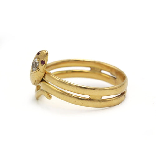 Bague 66 Bague serpent ancienne en or jaune 18K et diamant taille ancienne 58 Facettes 1389