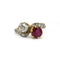 Bague 52 Bague Toi et Moi en or avec diamants et rubis birman non chauffé 58 Facettes 1336