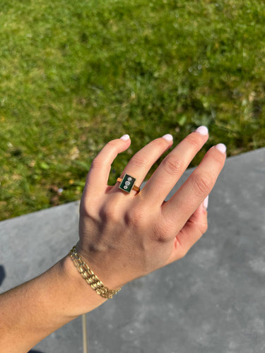 Bague 54 Bague vintage en or jaune 18K à trois diamants 58 Facettes