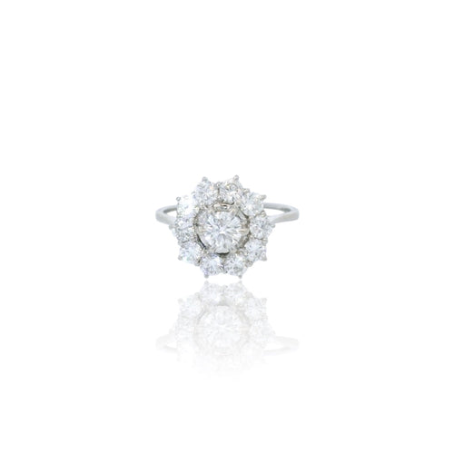 Bague 58 Bague cluster en or blanc 18K et diamants 58 Facettes