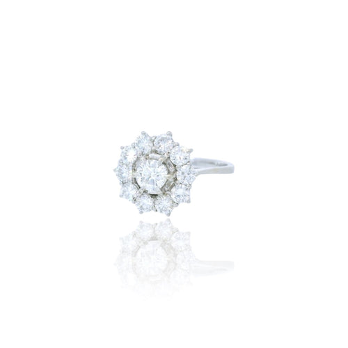 Bague 58 Bague cluster en or blanc 18K et diamants 58 Facettes