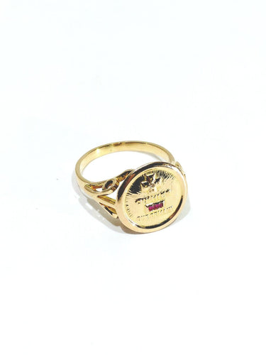 Bague 56 Augis - Bague en or jaune 18 carats, diamant et rubis synthétiques 58 Facettes id: 1753504