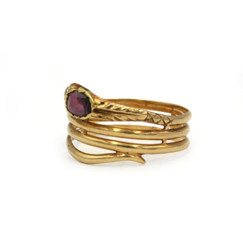 Bague 58 Bague serpent en or jaune 18K et grenat 58 Facettes 1342