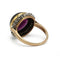 Bague 51 Bague en or jaune 750 avec diamants taille ancienne et grenat cabochon 58 Facettes 1366