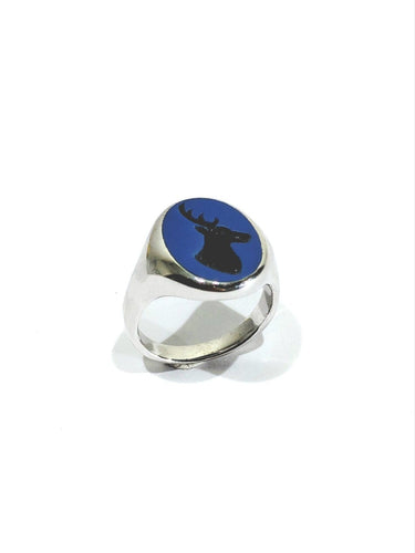 Bague 59 Bague intaille « Cerf » en or blanc 18 carats et agate bleue 58 Facettes id: 1753520