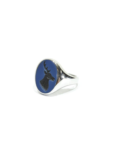 Bague 59 Bague intaille « Cerf » en or blanc 18 carats et agate bleue 58 Facettes id: 1753520