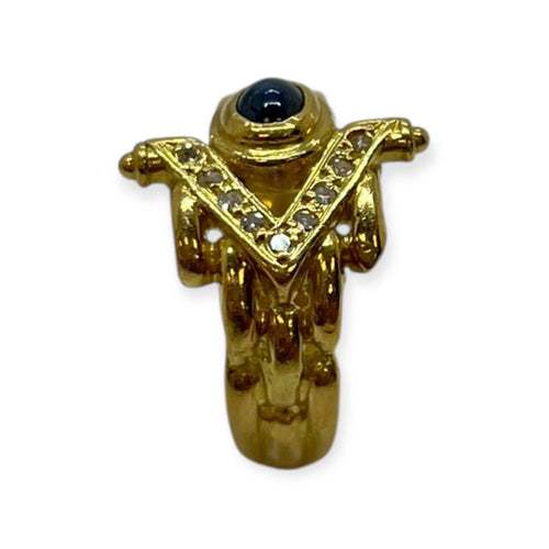 Bague 55 Bague en or jaune 750 - Saphir et diamants 58 Facettes 330093282