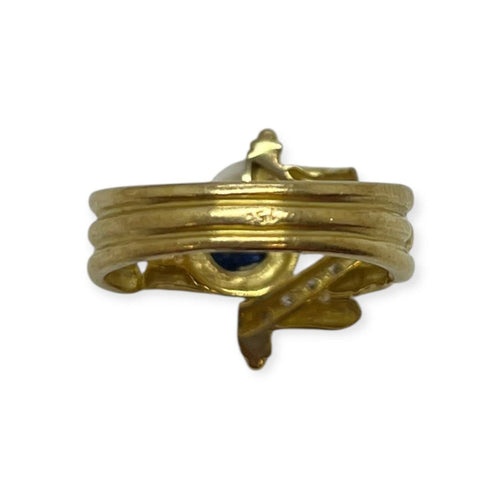 Bague 55 Bague en or jaune 750 - Saphir et diamants 58 Facettes 330093282