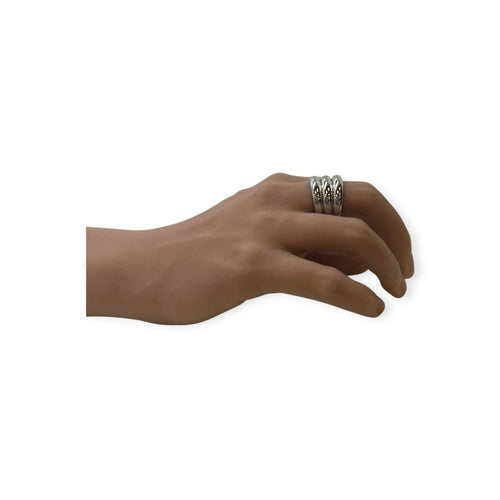 Bague 57 Bague triple anneau en or blanc 750 58 Facettes 330094275