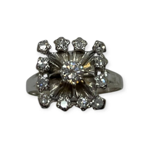 Bague 56 Bague entourage diamants en or blanc 750 58 Facettes 330091818