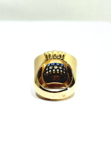 Bague 56 Bague Tank - Bague en or jaune 18 carats, diamants et saphirs 58 Facettes id: 1754206