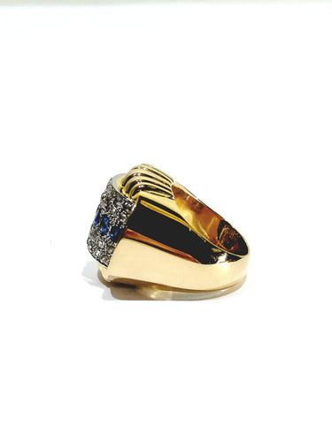 Bague 56 Bague Tank - Bague en or jaune 18 carats, diamants et saphirs 58 Facettes id: 1754206