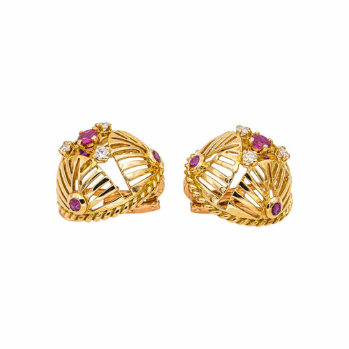 Boucles d'oreilles Gübelin Boucles d'oreilles  Or jaune Rubis, Diamant 58 Facettes 5075408RV