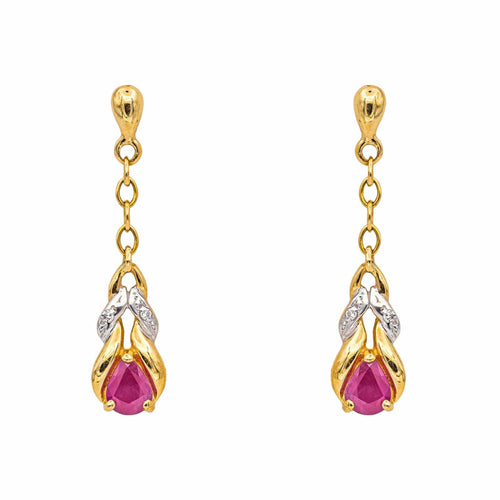 Boucles d'oreilles Boucles d'oreilles Pampille Or jaune, Or blanc Rubis, Diamant 58 Facettes 5177683RV