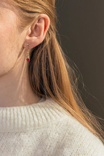 Boucles d'oreilles Boucles d'oreilles Pampille Or jaune, Or blanc Rubis, Diamant 58 Facettes 5177683RV