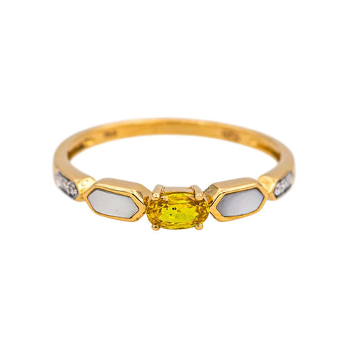 Bague 56 Bague Or jaune Saphir, Nacre, Diamant 58 Facettes 5276260RV