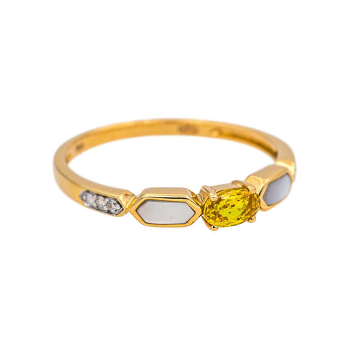 Bague 56 Bague Or jaune Saphir, Nacre, Diamant 58 Facettes 5276260RV