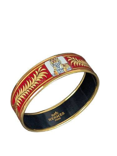 Hermès - Jonc en plaqué or et émail motif Tigre Royal 58 Facettes
