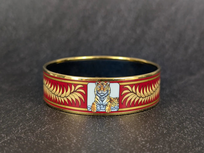 Hermès - Jonc en plaqué or et émail motif Tigre Royal 58 Facettes