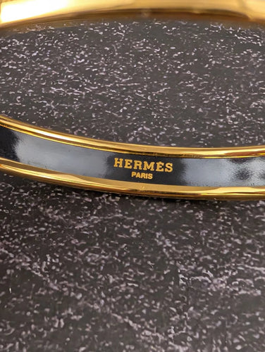 Hermès - Jonc en plaqué or et émail motif rubans 58 Facettes