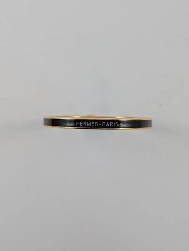 Bracelet Hermès - Jonc Uni en plaqué or et émail noir 58 Facettes 1125