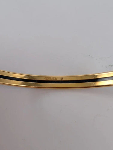 Bracelet Hermès - Jonc Uni en plaqué or et émail noir 58 Facettes 1125
