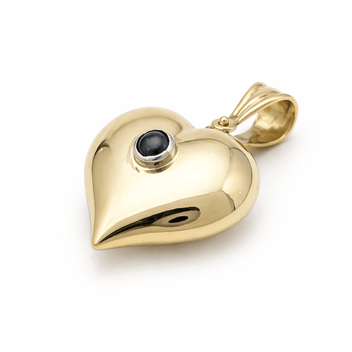 Pendentif Pendentif cœur en or jaune 18 carats et cabochon de jade 58 Facettes 36358