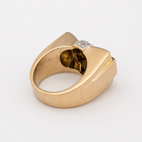 Bague 57 Bague tank en or jaune et or blanc avec diamants 58 Facettes 36575