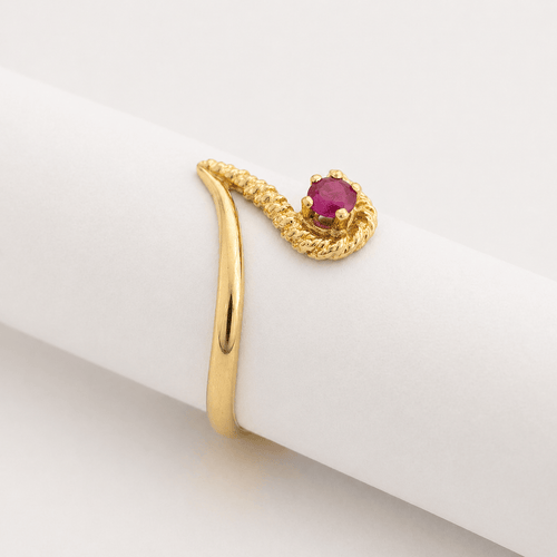 Bague 52 Bague vague asymétrique en or jaune 18 carats et rubis 58 Facettes 36629