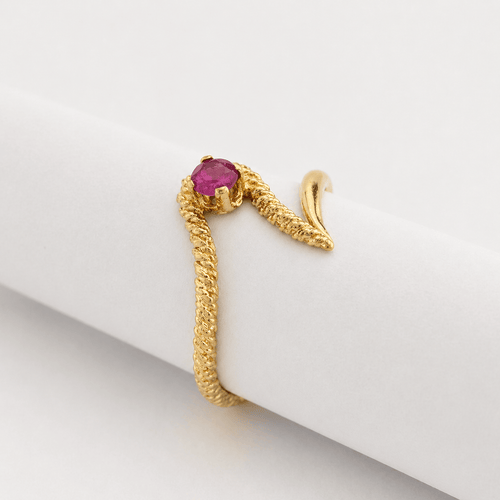 Bague 52 Bague vague asymétrique en or jaune 18 carats et rubis 58 Facettes 36629