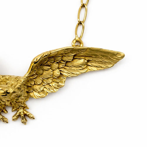 Collier Collier pendentif aigle en or jaune et perle 58 Facettes 36164