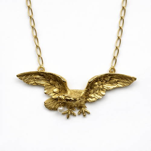 Collier Collier pendentif aigle en or jaune 18 carats et perle 58 Facettes 36164