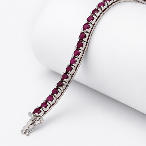 Bracelet Bracelet rivière en or blanc 18 carats et rubis taille brillant 58 Facettes 36273