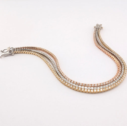 Bracelet Bracelet rivière en trois ors 18 carats et diamants 58 Facettes 36271