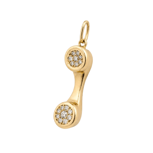 Pendentif Pendentif combiné téléphonique en or jaune et diamants 58 Facettes 36393