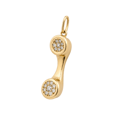 Pendentif Pendentif combiné téléphonique en or jaune 18 carats et diamants 58 Facettes 36393
