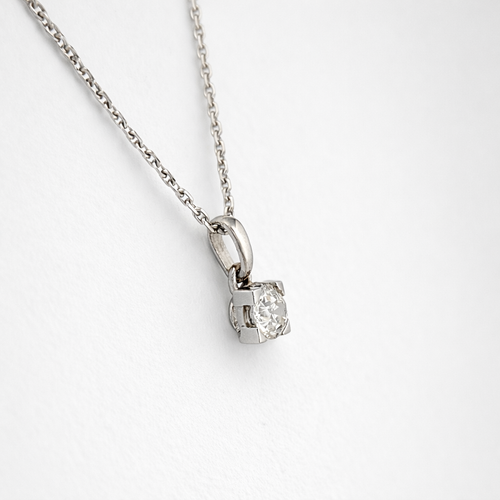 Pendentif Pendentif solitaire en or blanc 18 carats et diamant 0,90 ct 58 Facettes 36256