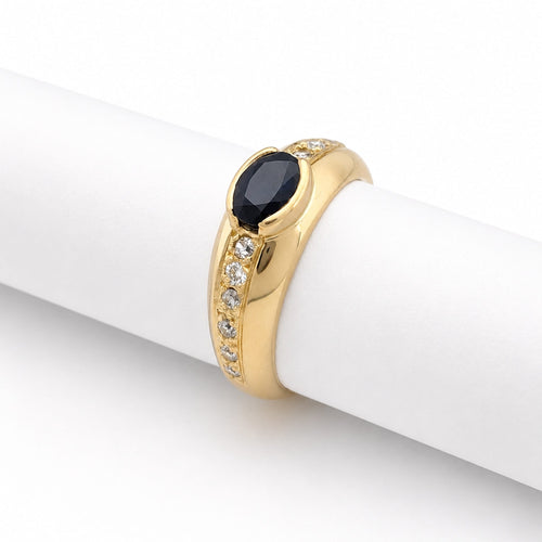 Bague 50.5 Bague jonc en or jaune avec saphir et diamants 58 Facettes 36627