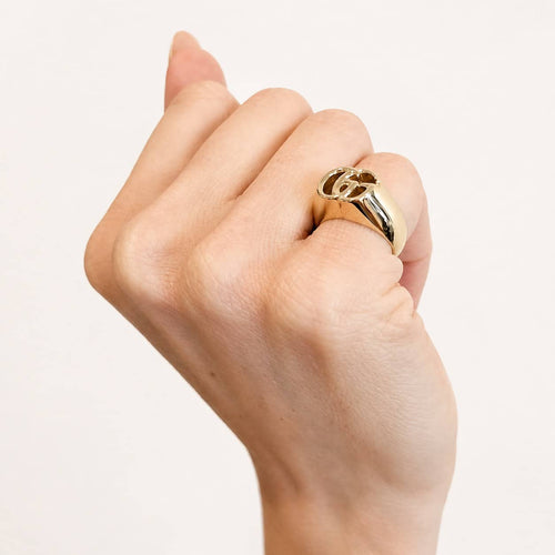Bague 49 Gucci Double G - Bague chevalière en or jaune 58 Facettes 36625