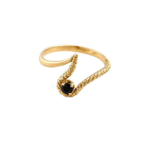Bague 53 Bague vague asymétrique en or jaune 18 carats et saphir 58 Facettes 36633