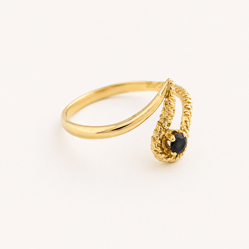 Bague 53 Bague vague asymétrique en or jaune 18 carats et saphir 58 Facettes 36633