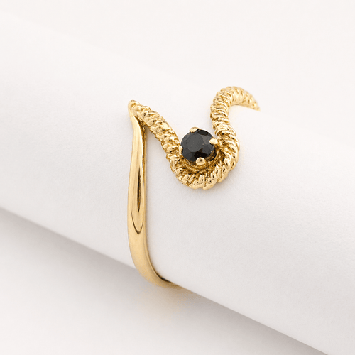 Bague 53 Bague vague asymétrique en or jaune 18 carats et saphir 58 Facettes 36633
